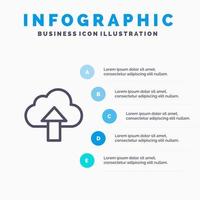 Arrow Upload Up Cloud Line icon with 5 steps presentation infographics Background vector
