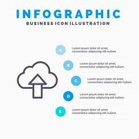 flecha cargar icono de línea de nube con 5 pasos presentación infografía fondo vector