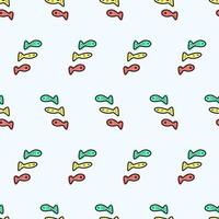 Drawn doodle fish pattern. Multi-colored fish on a pattern for fabrics, textiles, wrapping paper, wallpapers. Seamless vector pattern