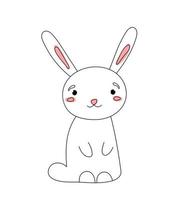 linda ilustración de conejo. liebre en estilo garabato. ilustración hecha a mano de un conejo sobre un fondo blanco para una postal, impresión, embalaje, etiqueta, logotipo, libro para niños. vector