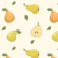 Fruit pattern. Ripe juicy pear on a pattern for textiles, wallpapers, fabrics, backgrounds. vector