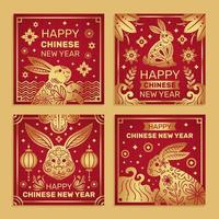 plantillas de publicación de redes sociales de conejo de agua de año nuevo chino vector