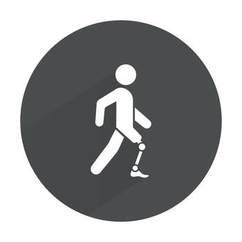 un hombre con una prótesis. una persona discapacitada con una prótesis. un icono sencillo. vector. vector