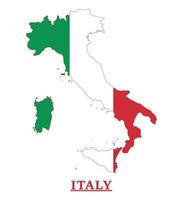 diseño del mapa de la bandera nacional de italia, ilustración de la bandera del país de italia dentro del mapa vector