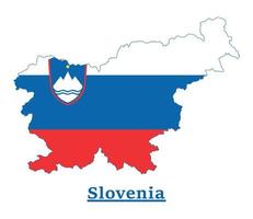 Slovenia National Flag Map Design, Illustration Of Slovenia Country Flag Inside The Map vector