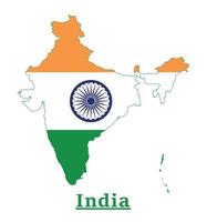 diseño del mapa de la bandera nacional de india, ilustración de la bandera del país de india dentro del mapa vector