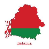 diseño del mapa de la bandera nacional de bielorrusia, ilustración de la bandera del país de bielorrusia dentro del mapa vector
