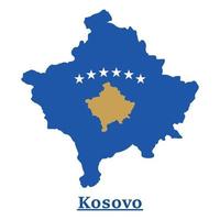 Kosovo National Flag Map Design, Illustration Of Kosovo Country Flag Inside The Map vector