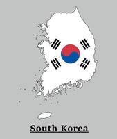 diseño del mapa de la bandera nacional de corea del sur, ilustración de la bandera del país de corea del sur dentro del mapa vector