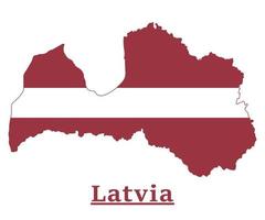 Latvia National Flag Map Design, Illustration Of Latvia Country Flag Inside The Map vector