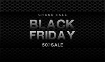 Black Friday sale banner promotion on dark hexagon mesh design modern background vector