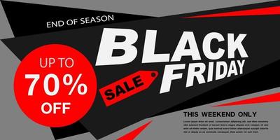 Black Friday sale banner promotion red white black geometric on grey layout design vector