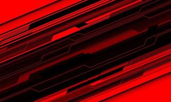 Abstract black line circuit cyber geometric slash dynamic on red design modern futuristic technology background vector