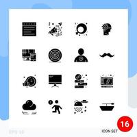 Pictogram Set of 16 Simple Solid Glyphs of cell computer gender processing human Editable Vector Design Elements