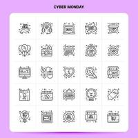 OutLine 25 Cyber Monday Icon set Vector Line Style Design Black Icons Set Linear pictogram pack Web and Mobile Business ideas design Vector Illustration