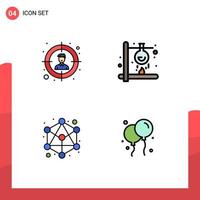 Universal Icon Symbols Group of 4 Modern Filledline Flat Colors of audience hierarchy chemical laboratory bloon Editable Vector Design Elements
