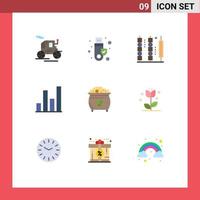 Set of 9 Modern UI Icons Symbols Signs for gold clover food graph analytics Editable Vector Design Elements