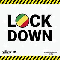 Coronavirus Republic of the Congo Lock DOwn Typography with country flag Coronavirus pandemic Lock Down Design vector