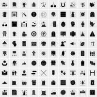 100 Business Icon Solid Glyph Vector Illustration