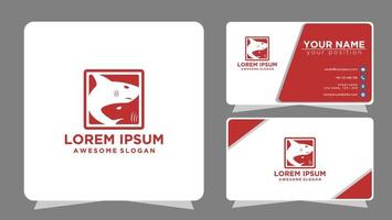 shark logo template with business card vector