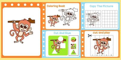 worksheets pack for kids with monkey fun learning for children vector