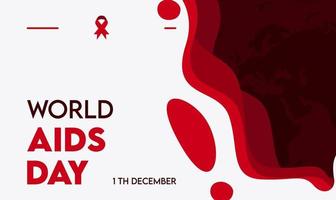 ilustración vectorial de un simple fondo de tarjeta de felicitación del día mundial del sida en color rojo vector