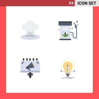 Pack of 4 creative Flat Icons of cafe renewable cook diesel advertisement Editable Vector Design Elements