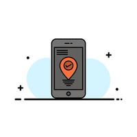 Navigation Location Pointer Smartphone  Business Flat Line Filled Icon Vector Banner Template