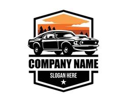 el mejor logotipo de coche mustang boss para insignias, emblemas, iconos e industria automovilística. vista de fondo blanco aislado desde un lado. vector