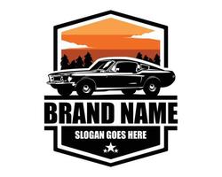 Muscle car silhouette logo vector concept badge emblem isolated