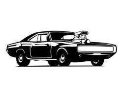 Coche Dodge Charger de los años 70 aislado en una vista de fondo blanco desde un lado. Lo mejor para la industria del automóvil. logotipos, insignias, emblemas e iconos. ilustración vectorial disponible en eps 10. vector