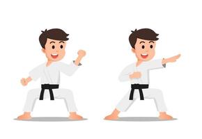 a cool boy with karate moves vector