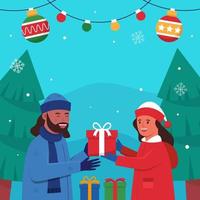 Girl and Man Celebrate Boxing Day Concept vector