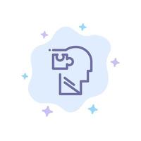 Human Logical Mind Puzzle Solution Blue Icon on Abstract Cloud Background vector