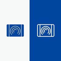 Interaction User Touch Interface Line and Glyph Solid icon Blue banner vector
