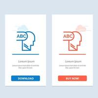 Elementary Knowledge Head  Blue and Red Download and Buy Now web Widget Card Template vector