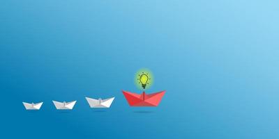 Successful leadership concepts and strategic planning development leaders. The red boat is in front of the white boat on a blue background. vector illustration