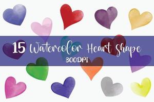 Heart shapes set colorful watercolor various kinds of heart shapes bundle  vector