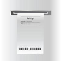Receipt from the machine. Receiving a check about payment. Receipt icon, paper receipt, invoice sign, financial check. Vector illustration.