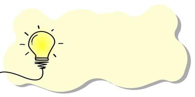 Light bulb drawn with yellow background. Design, free space, copy, creative and innovative ideas. vector illustration