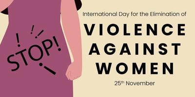 International Day for the Elimination of Violence Against Women with a woman's body and hands clasped in a sign of resistance. vector