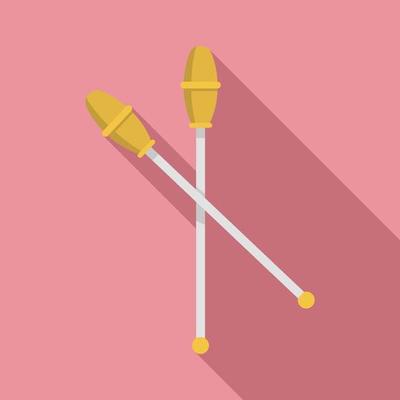 Gymnastics sticks icon, flat style