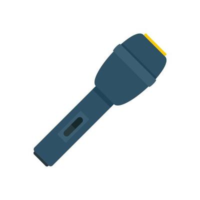 Metallic flashlight icon, flat style