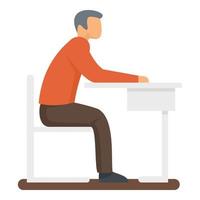 Student at desktop icon, flat style vector