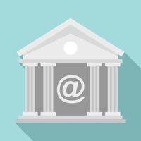 Bank building icon, flat style vector