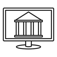 Internet bank building icon, outline style vector