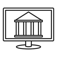 icono de edificio de banco de Internet, estilo de esquema vector