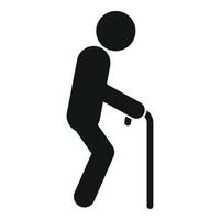 Senior man walking stick icon, simple style vector