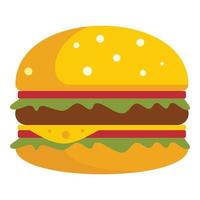 icono de hamburguesa con queso, estilo plano vector