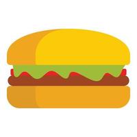 Tasty burger icon, flat style vector